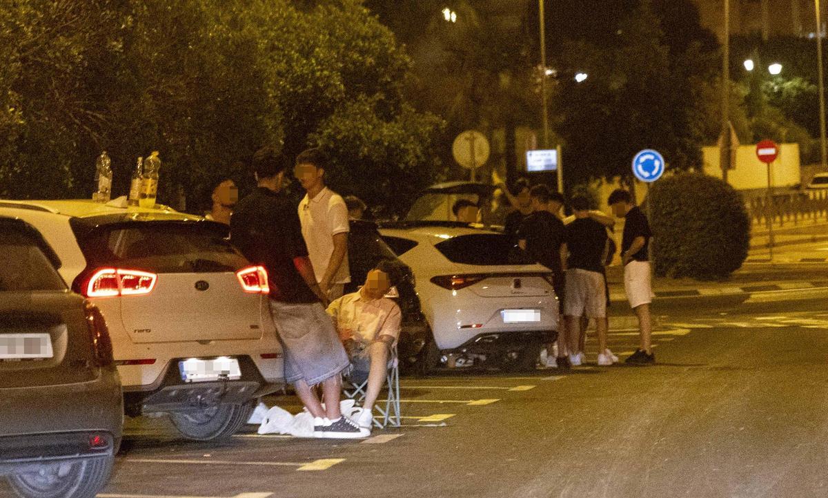 Botellón en la zona de la Albufereta en Alicante