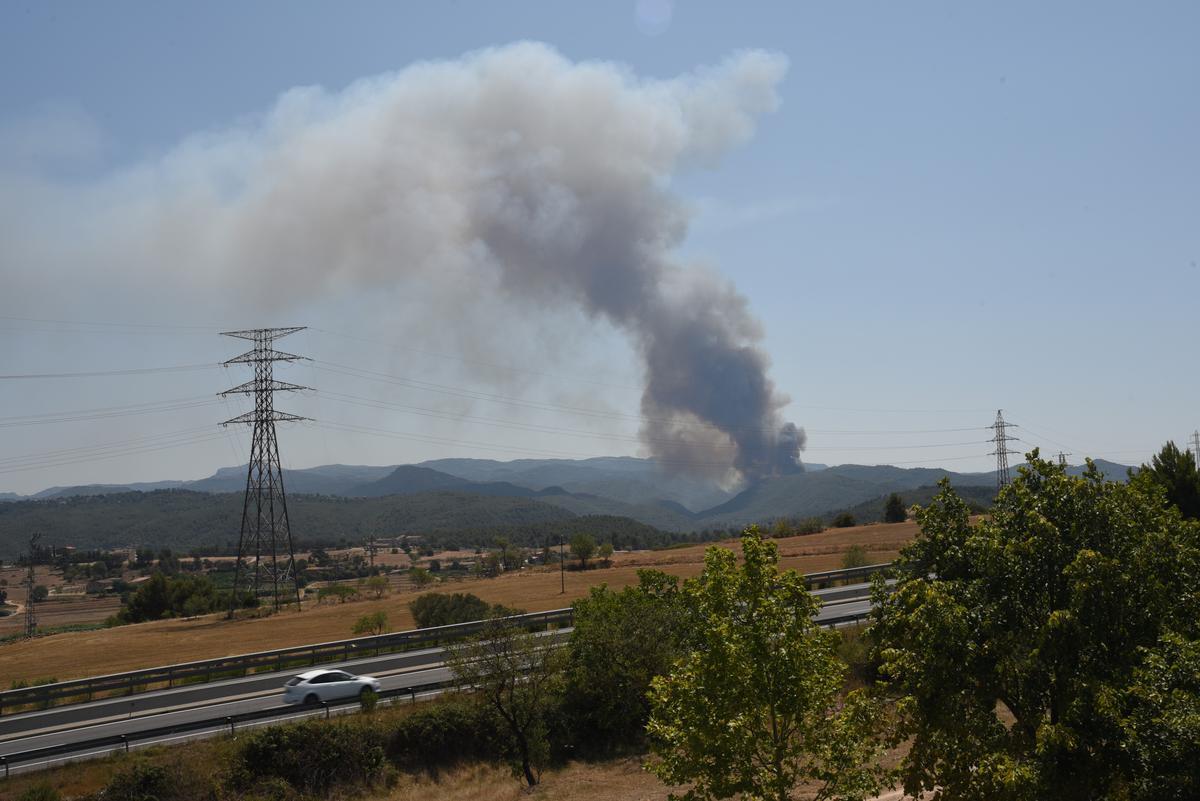 PONT DE VILOMARA .Incendio próximo a la Urbanización River Park.