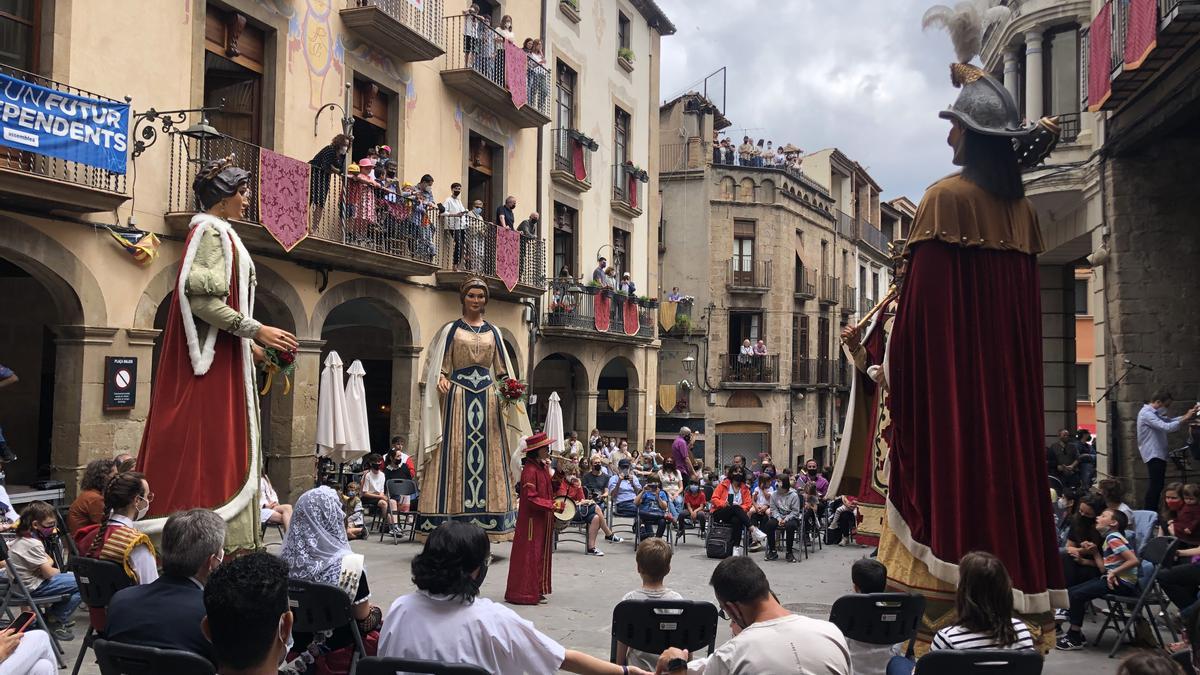 Els gegants de Solsona ballant durant el Corpus d&#039;aquest any