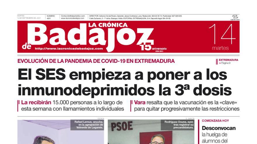 Consulta la portada correspondiente al día 14 de septiembre del 2021