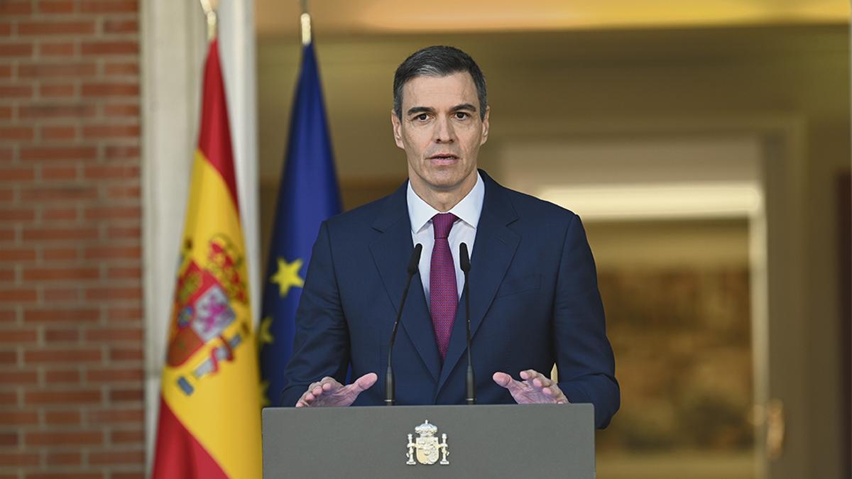 El presidente del Gobierno, Pedro Sánchez, el pasado 29 de abril, durante su comparecencia.