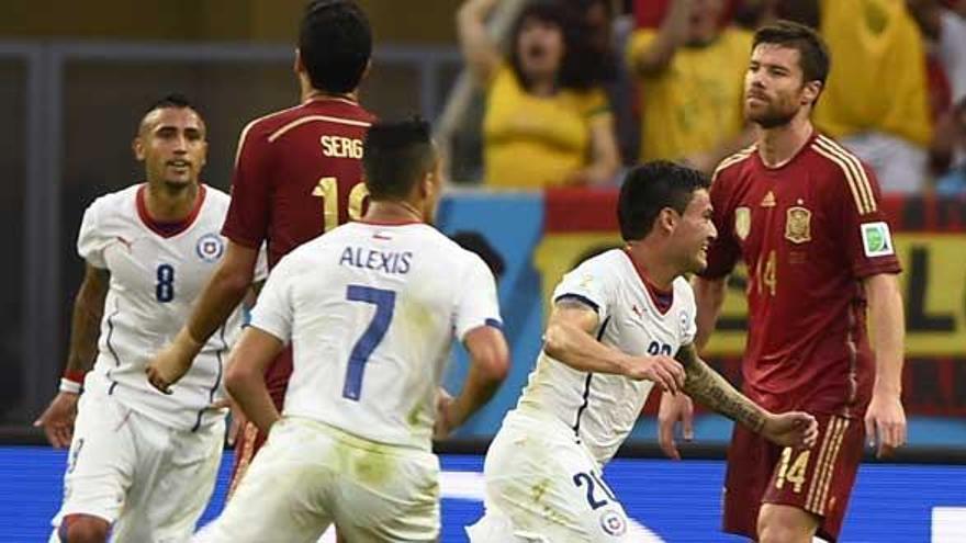 Xabi Alonso, tras un gol de Chile
