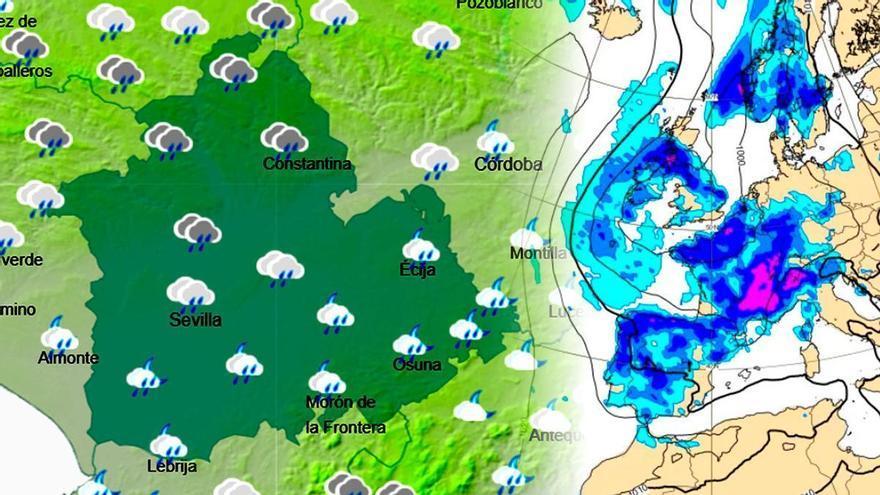 Aemet confirma el impacto de una borrasca en Sevilla: serán tres días de lluvias y posibles tormentas