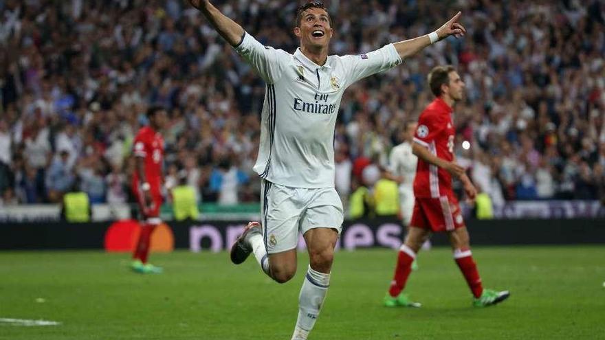 Cristiano Ronaldo celebra un gol en al partido contra el Bayern de Múnich.