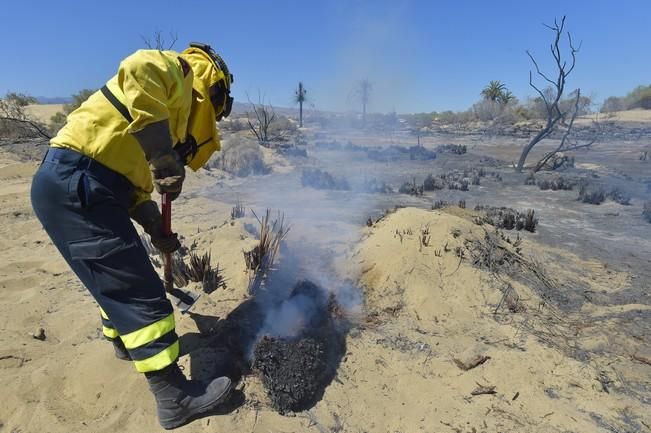 Incendio en la zona de las dunas de Maspalomas