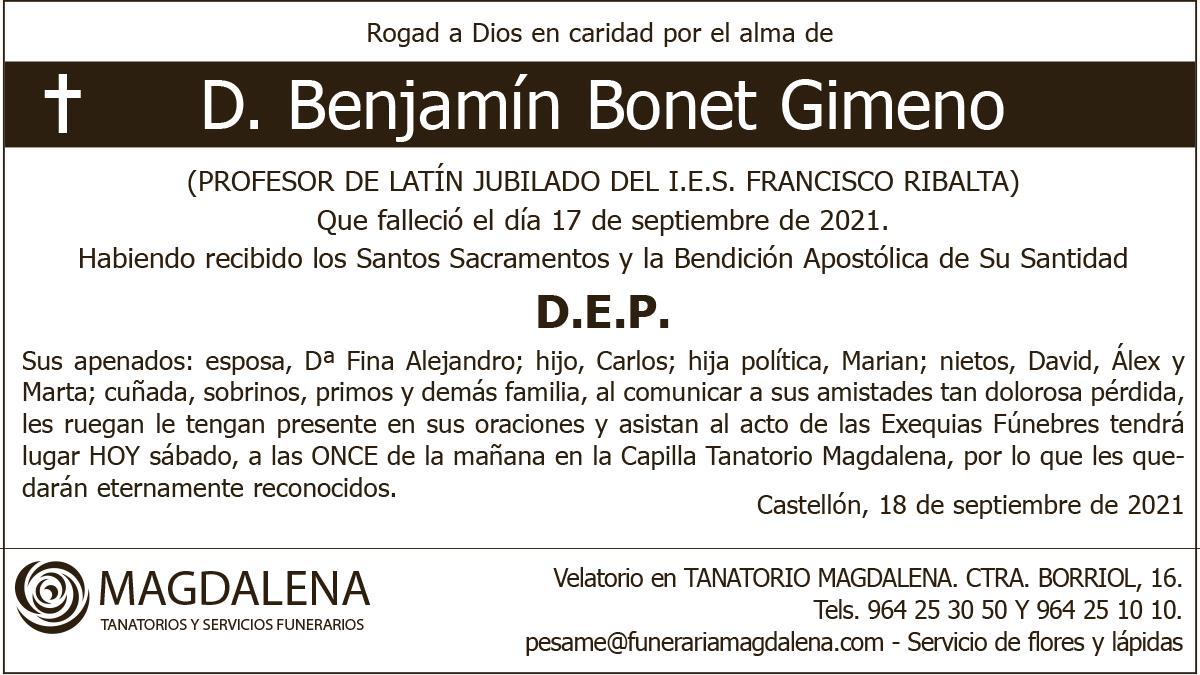 D. Benjamín Bonet Gimeno