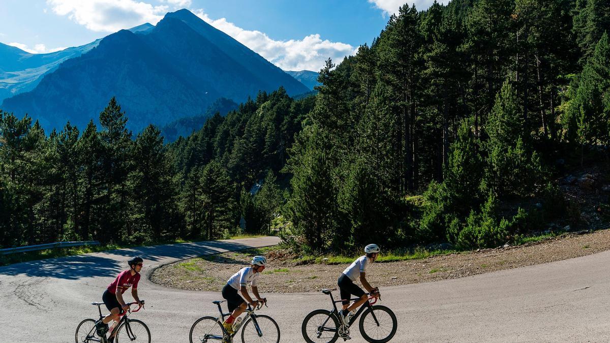 Ciclistes pujant per la carretera de Vallter 2000 al Ripollès