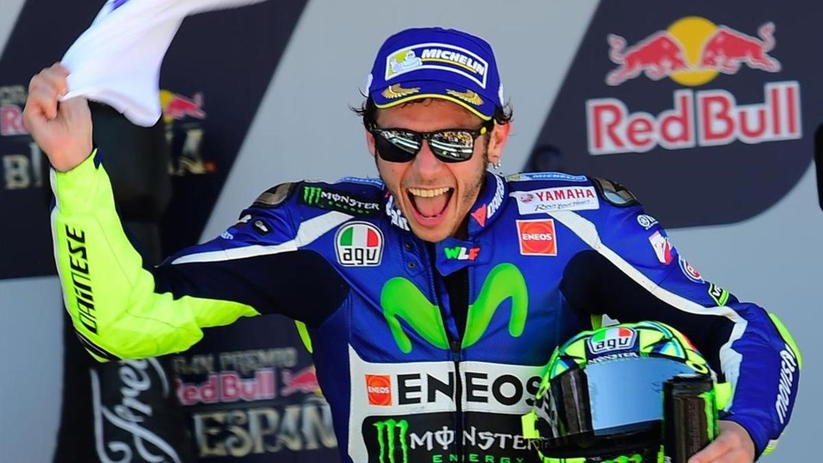 Rossi, en el podio de Jerez, el pasado domingo.