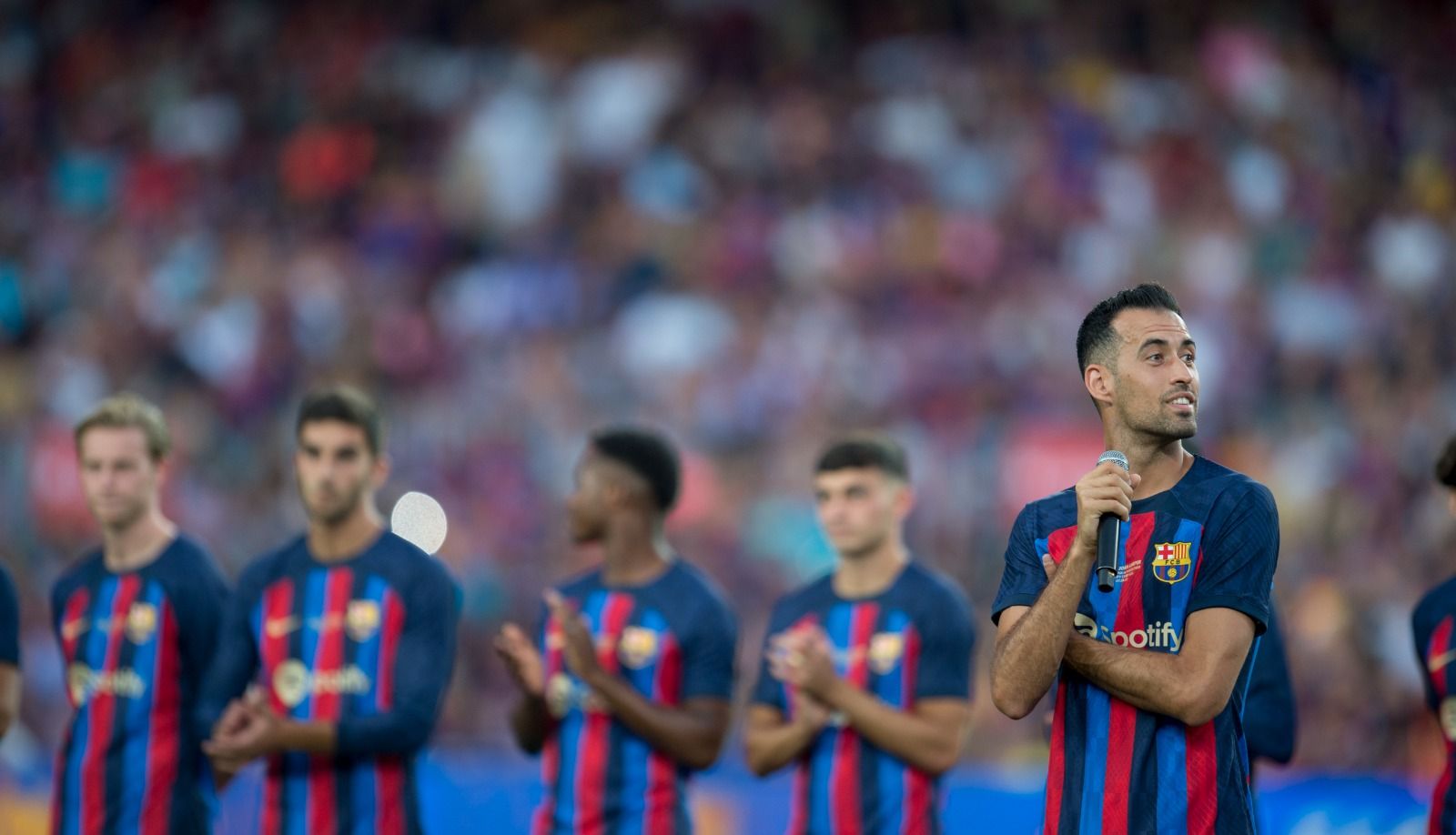 Busquets en la presentación en el Gamper.