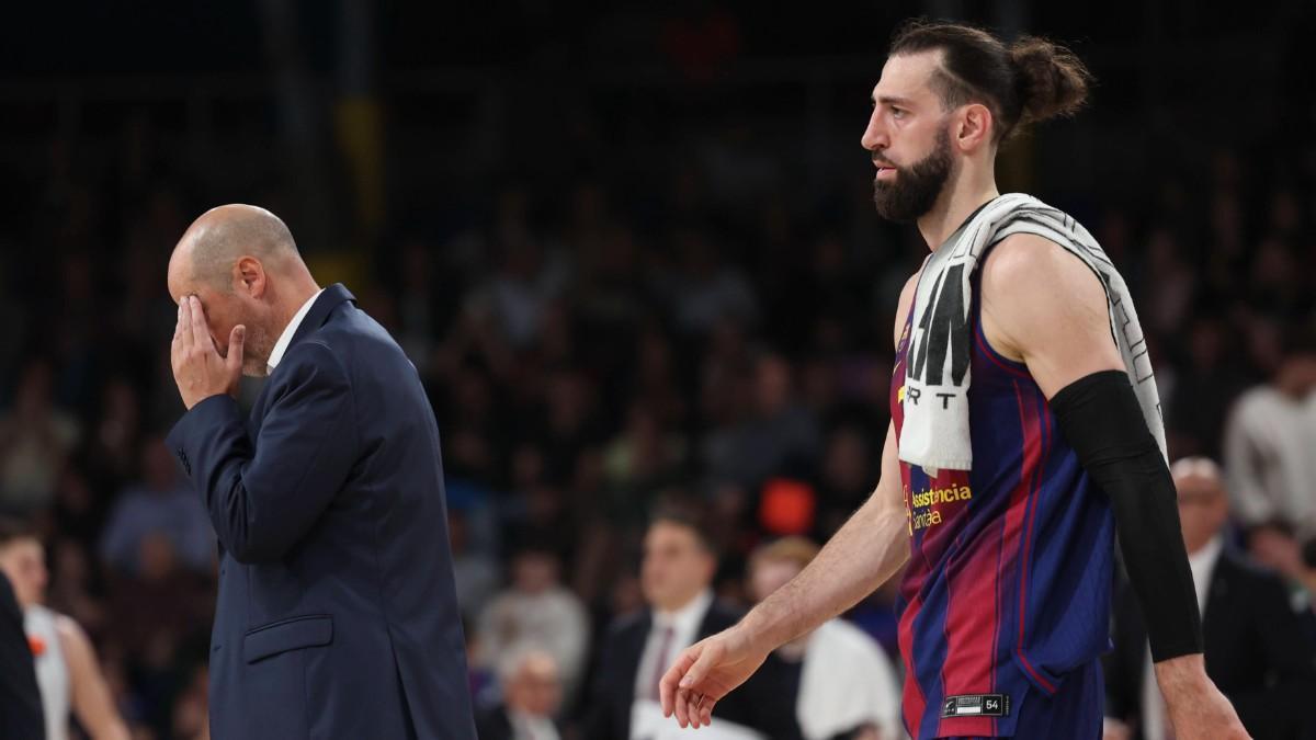 Toko Shengelia y Joan Peñarroya, en el Palau Blaugrana