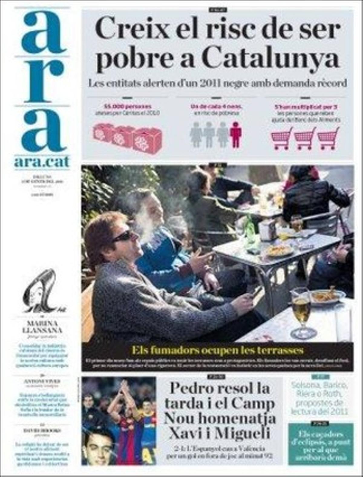 En pàgines interiorsAraressalta a més que el comportament sociopolític del País Valencià es manté impermeable als successius escàndols de corrupció, i que els bessons Winklevoss tornen a la càrrega i volen reobrir la demanda contra Mark Zuckerberg al·legant que aquest els va robar la idea de la xarxa social Facebook.