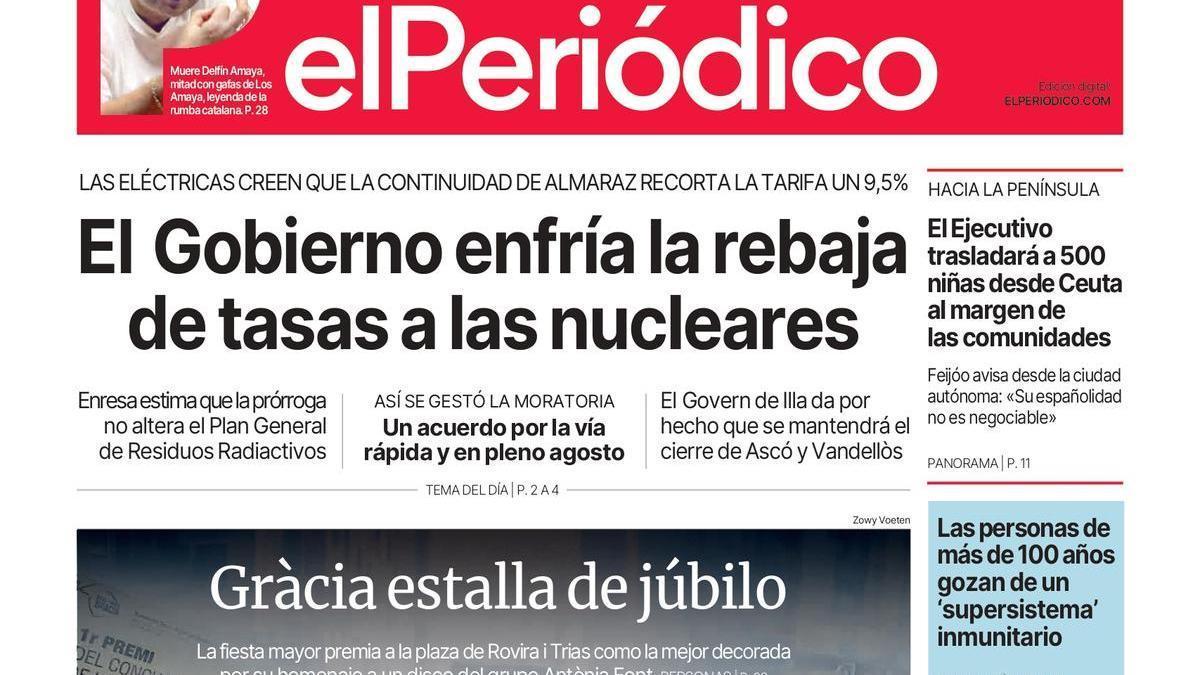 La portada de EL PERIÓDICO del 20 de agosto de 2026