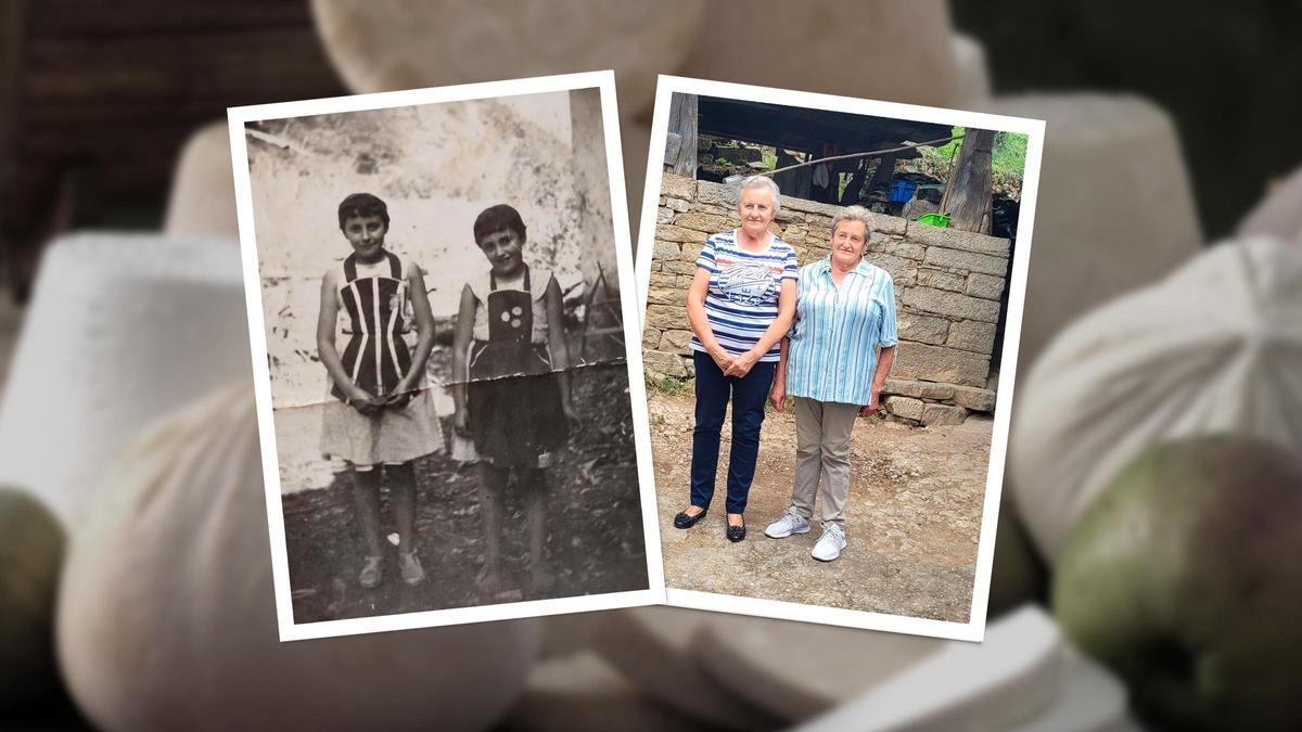 Las hermanas Mari Luz y Filomena Martínez Fernández en 1958 y en la actualidad.