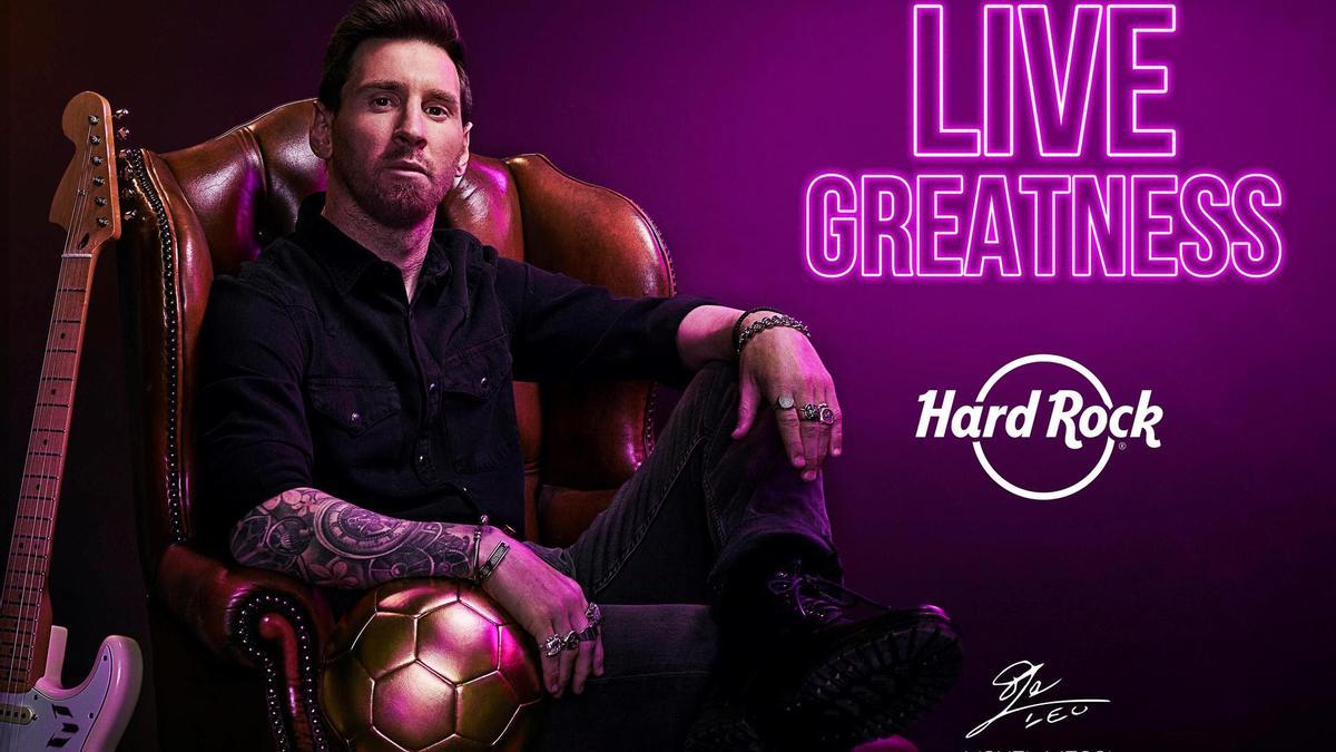 Messi en la campaña de Hard Rock Cafe.