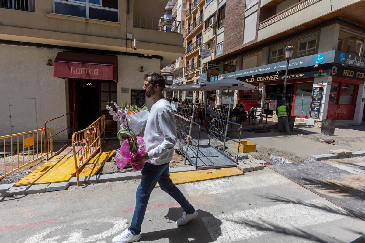 Obras en el centro comercial de la ciudad de Alicante