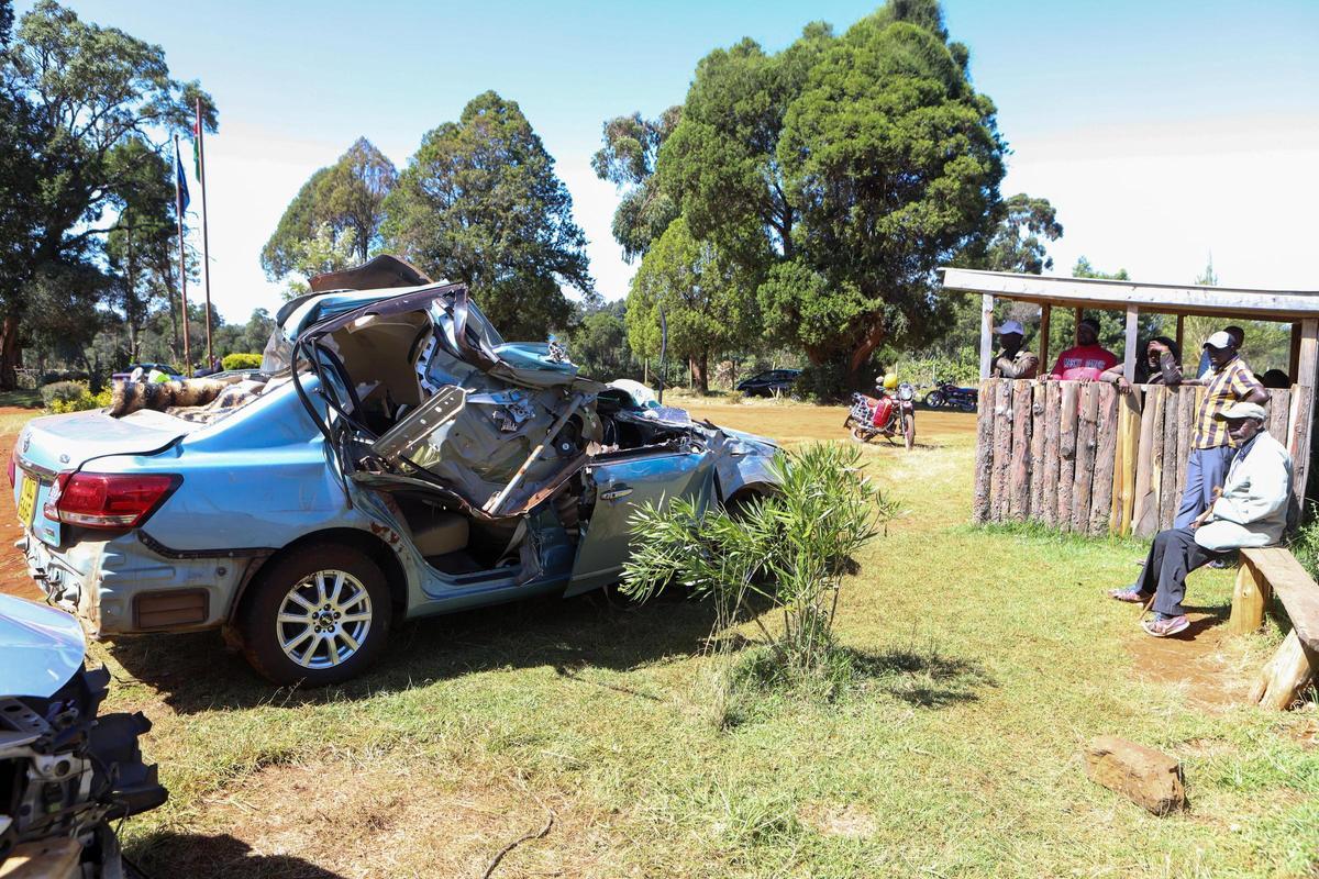 El coche de Kiptum, tras el accidente