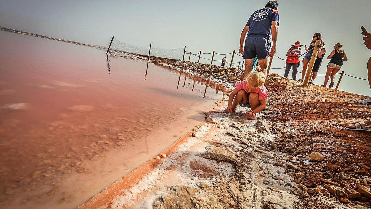 Imagen de la laguna rosa de Torrevieja,  popular por la s propiedades de sus aguas.