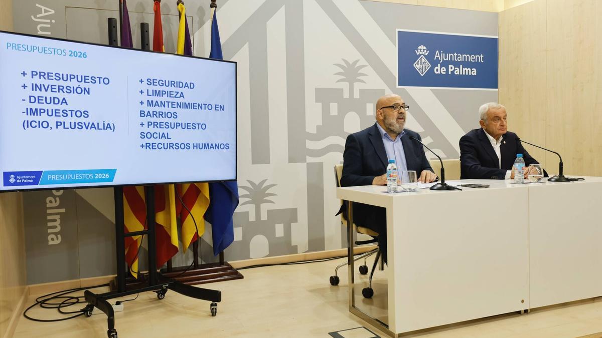 Jaime Martínez y Fulgencio Coll presentan los presupuestos de Cort para 2026