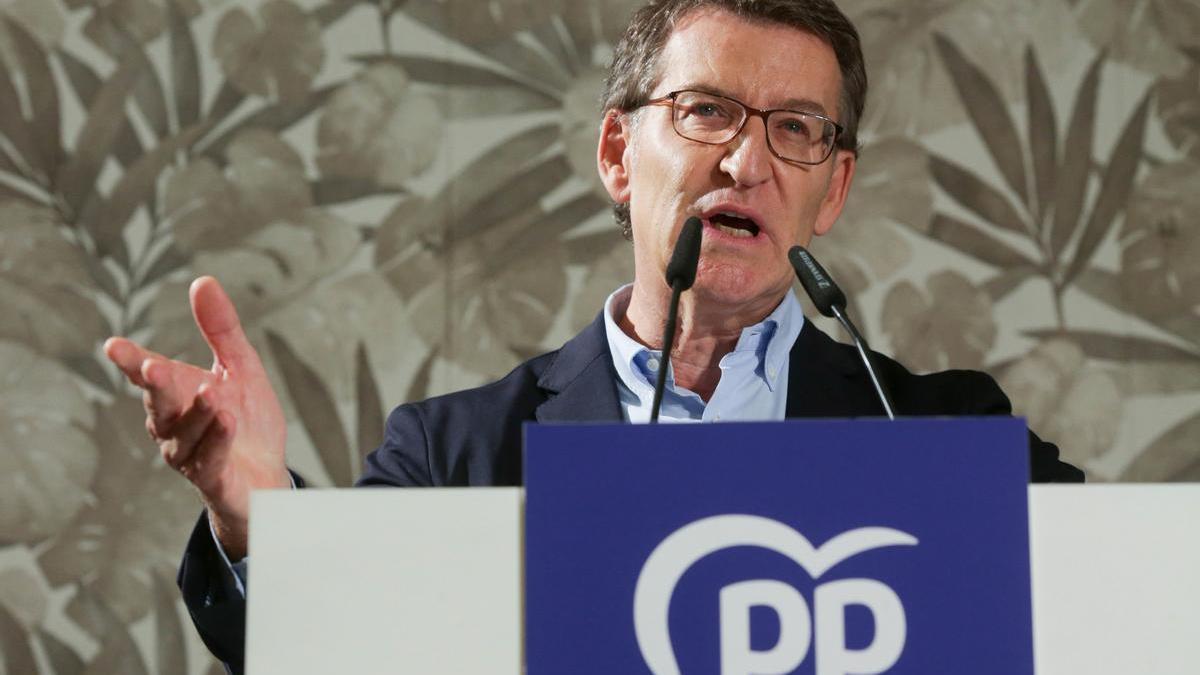 El Presidente nacional del PP, Alberto Núñez Feijóo, asiste a una pulpada con la militancia del PP en Lugo.