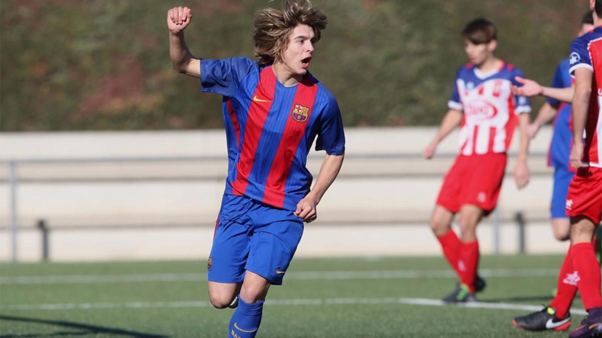 Pablo Moreno, en su etapa en el fútbol base azulgrana.