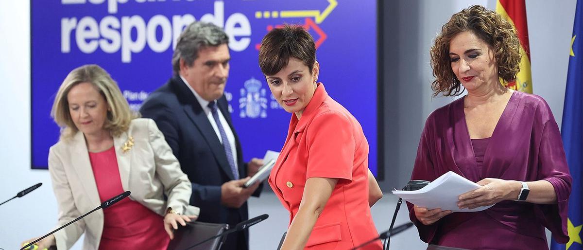 Nadia Calviño, José Luis Escrivá, Isabel Rodríguez y María Jesús Montero.