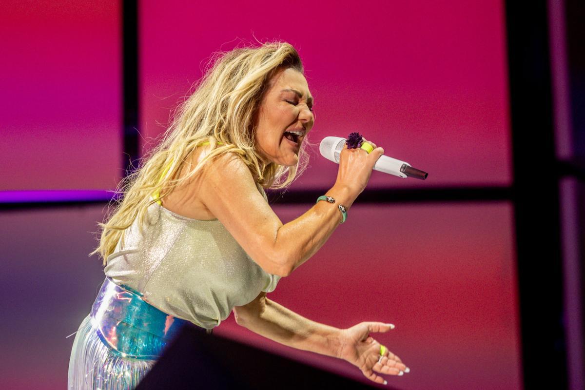 La cantante del grupo 'La Oreja de Van Gogh', Amaia Montero, durante un concierto en el Movistar Arena de Madrid, el pasado 28 de mayo.