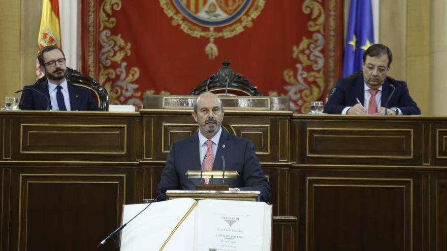 El nou president del Senat, Pedro Rollán, durant el seu primer discurs a la cambra alta