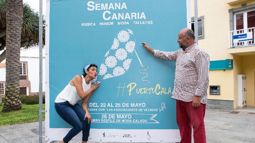 Yanely Hernández y Matías Alonso durante la rpesentación de la pasarela &#039;Moda Calada&#039;, ayer.