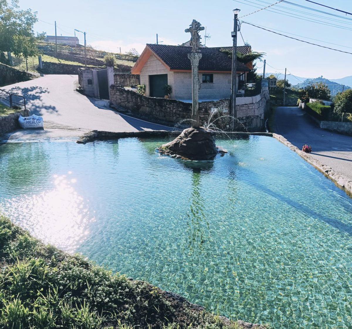 La praza Poza do Souto en el barrio de Moreira, en Soutomaior.