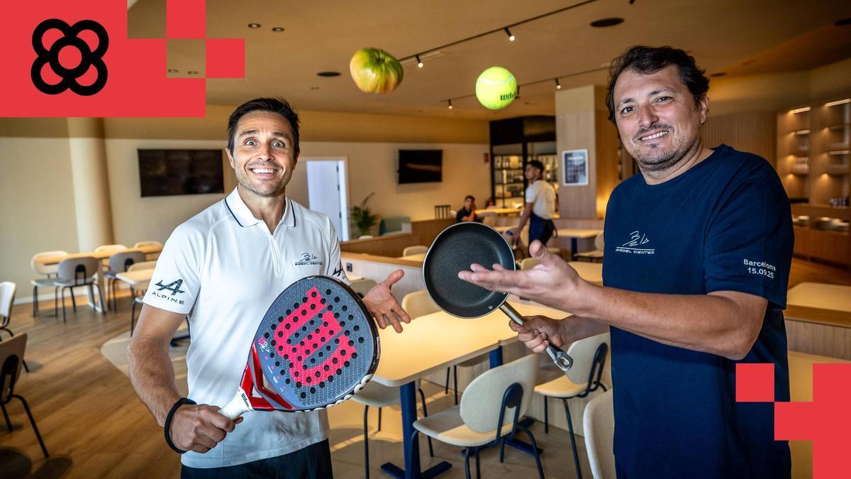El exnúmero uno del pádel mundial Fernando Belasteguín y el restaurador Jordi Coloma, en el comedor de Casa Bela, en el Bela Padel Center.