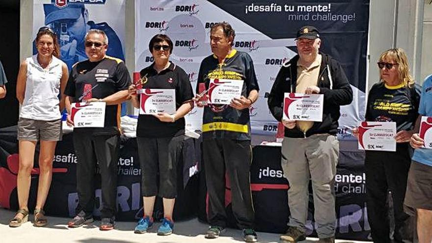 Des de l&#039;esquerra, Abad (secretari CT Igualada), Bori (Bori Sport), Carrasco (1r), Puig (2a), Garcia (3r), Doblas (4t), Mas (5a) i Rios (6è)