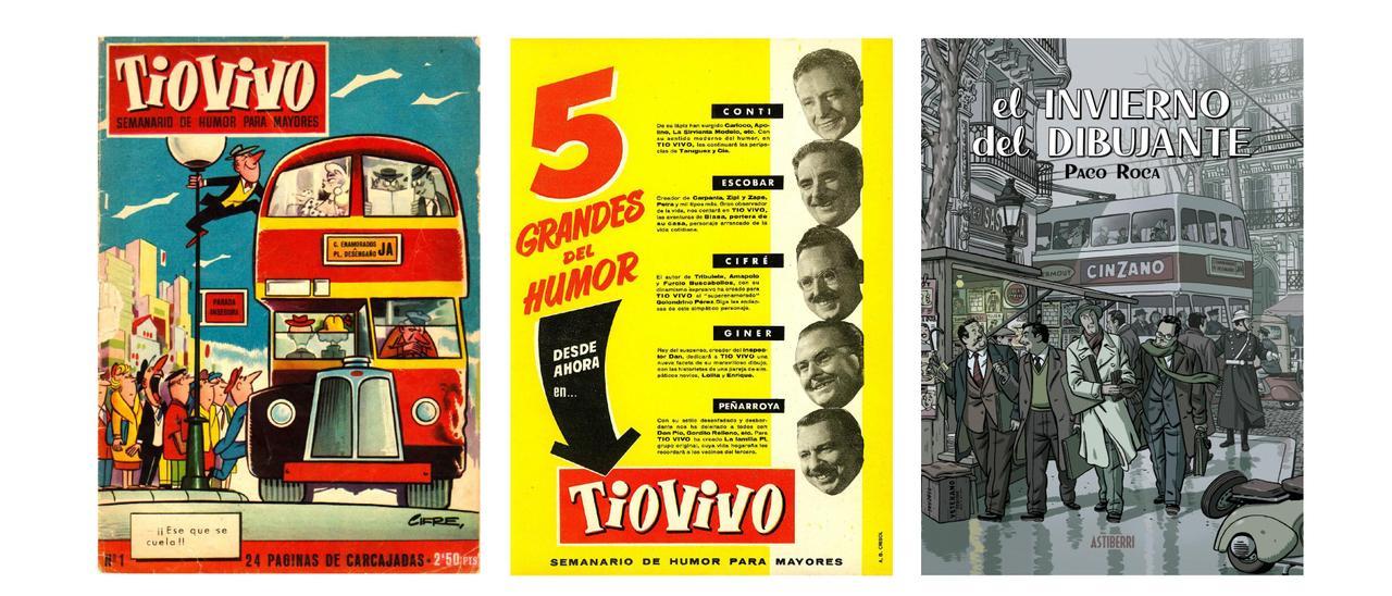 Dos portadas de la revista ‘Tío Vivo’ y ‘El invierno del dibujante’ de Paco Roca.