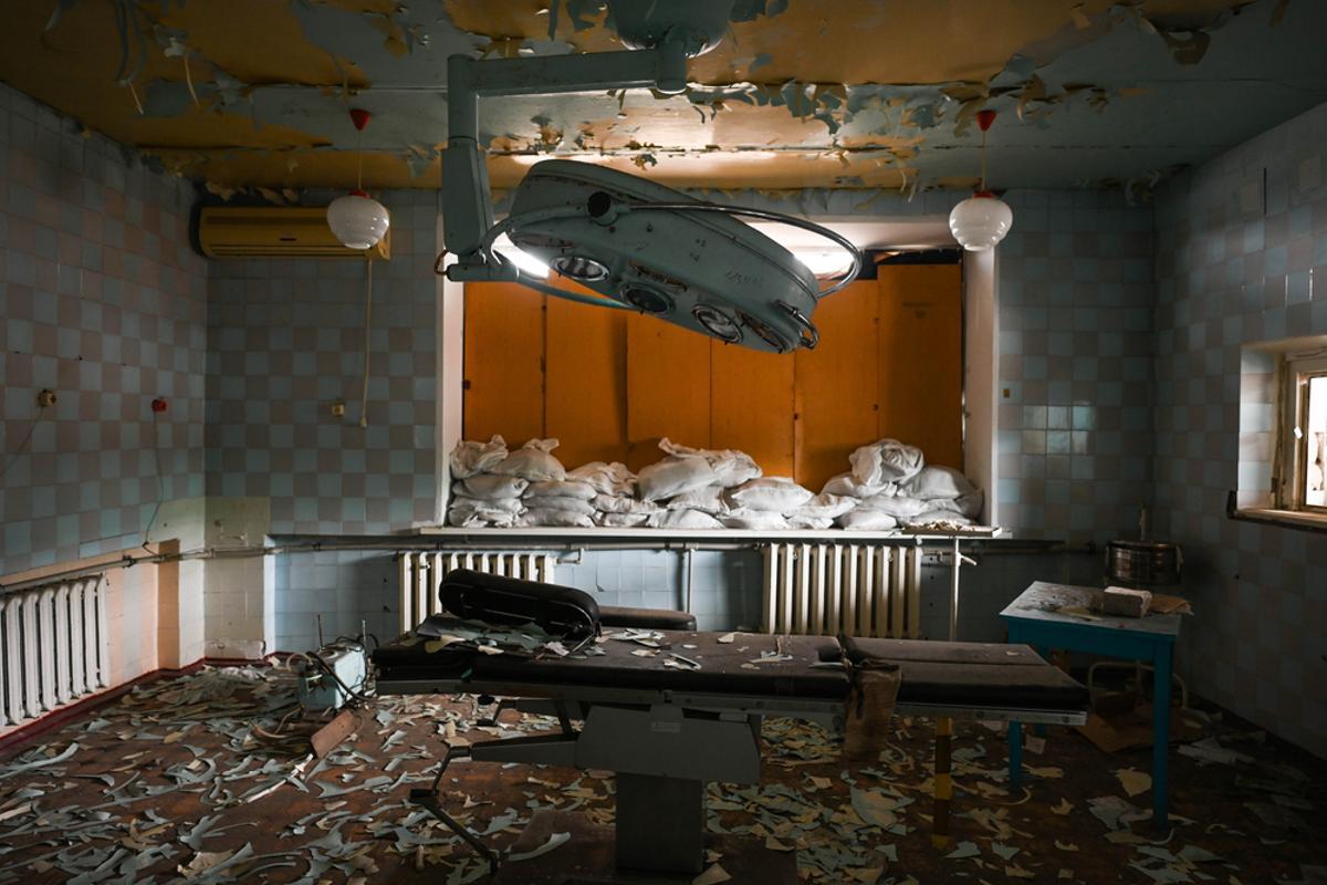 Hospital destruido en Lyman, óblast de Donetsk, Ucrania, enero 2023