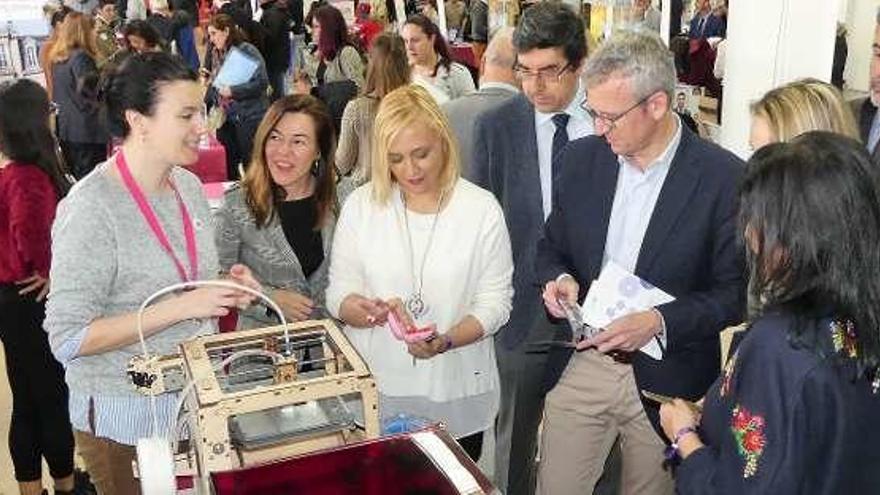 Elena Muñoz, ayer, con Rueda, López-Chaves y Marian García.