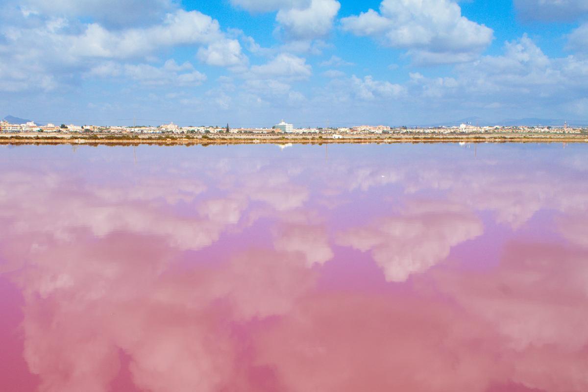 La laguna rosa de sal en San Pedro del Pinatar