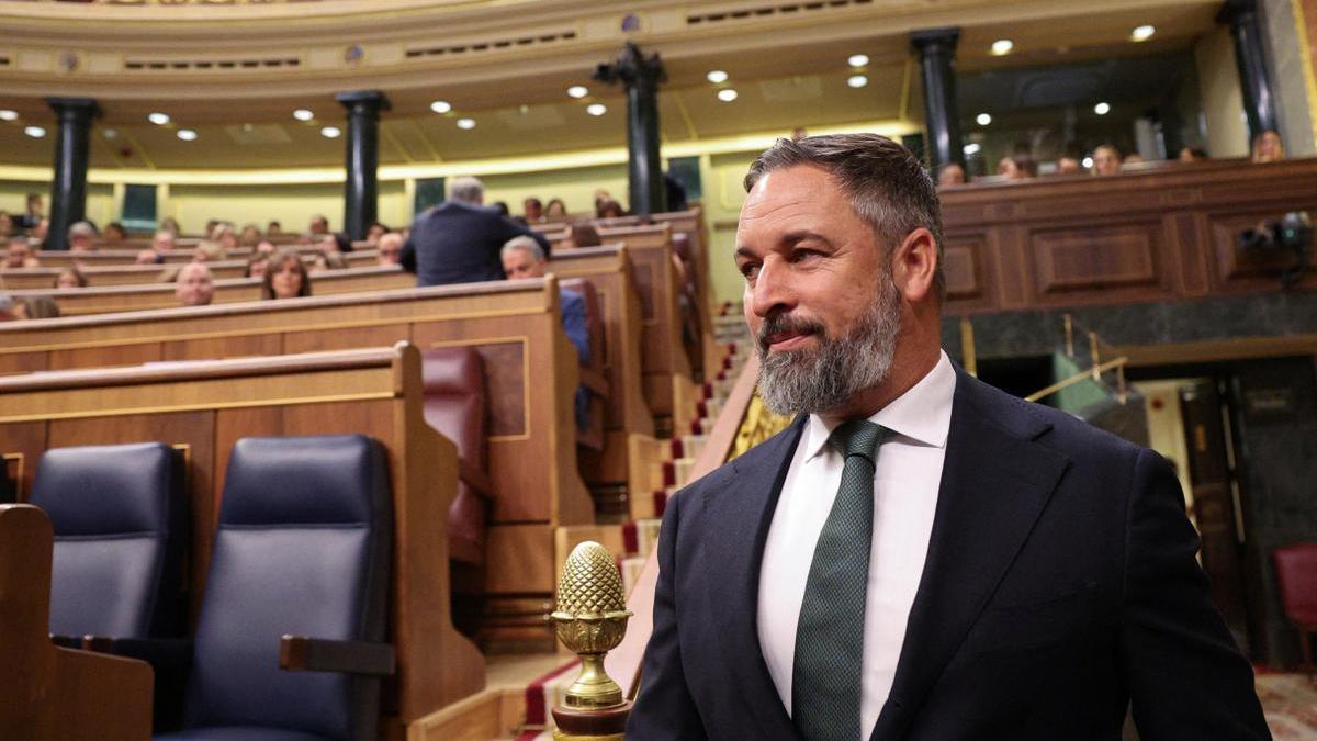 Santiago Abascal, a su llegada al Congreso.