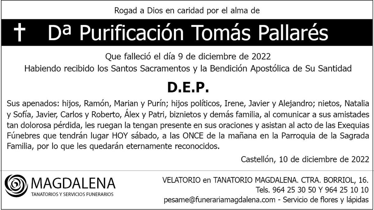 Dª Purificación Tomás Pallarés