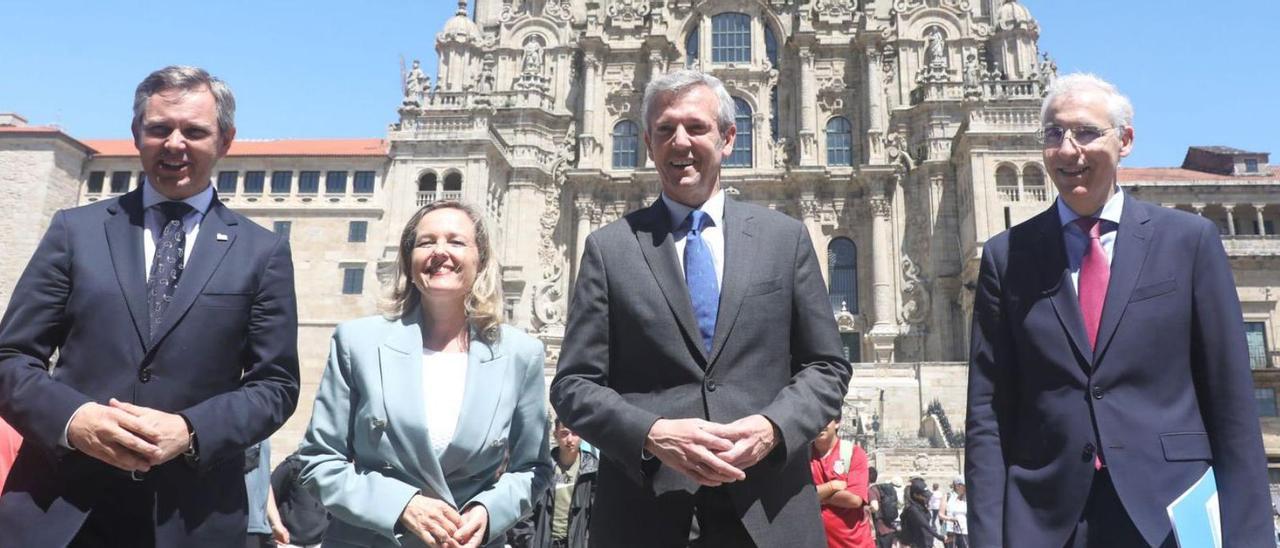 José Miñones, Nadia Calviño, Alfonso Rueda y Francisco Conde.