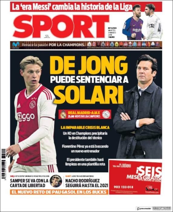 Portada SPORT martes 5 de marzo de 2019