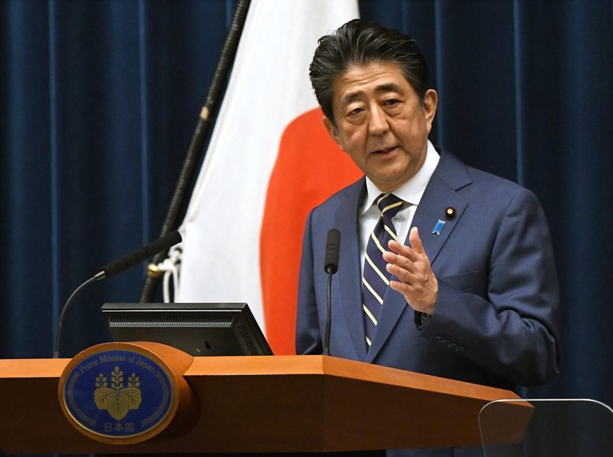 28/03/2020 28 March 2020, Japan, Tokyo: Japanese Prime Minister Shinzo Abe speaks during a press conference regarding the measures taken to battle the spread of coronavirus. Photo: Ramiro Agustin Vargas Tabares/ZUMA Wire/dpa