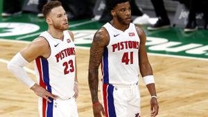 Griffin (izquierda), en una imagen de esta temporada con la camiseta de los Pistons