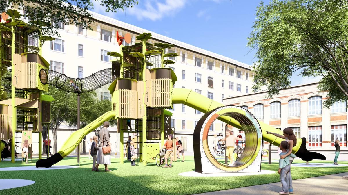 Render del parc infantil de plaça Catalunya.