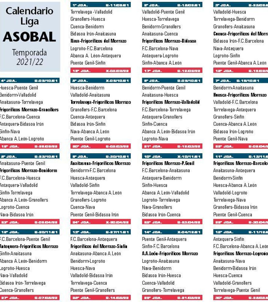 Calendario de la Liga Sacyr Asobal para la temporada 2021/22