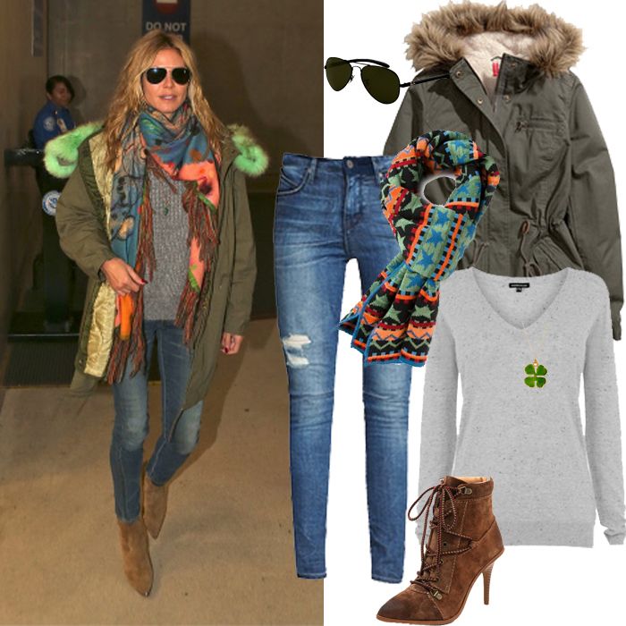 Parka: H&M; Vaquero: RTA; Jersey: Warehouse; Botines: Joe´s Jeans Austyn; Gafas: Ray-ban; Bufanda: Jean Paul Gaultier