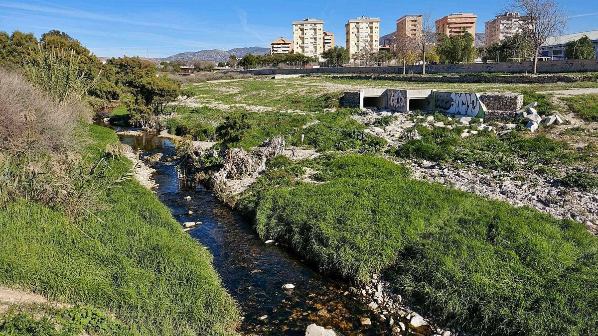 El cauce del río Vinalopó en la zona del Centro Excursionista Eldense desde donde se llevará a cabo la actuación hasta el puente Sambo.