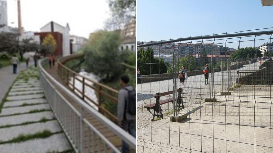 Adjudicada la obra que creará una senda por el Barbaña y reformará la acera vallada en el Puente Romano desde 2018