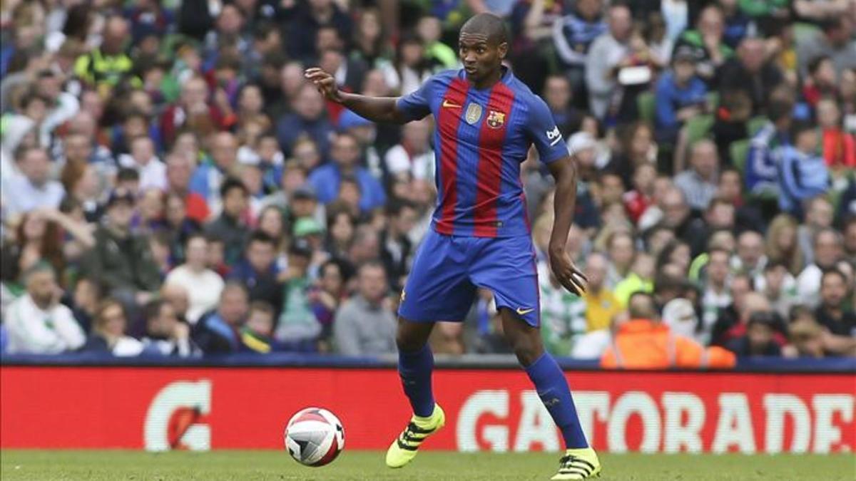 Marlon Santos en un partido del FC Barcelona durante la pretemporada