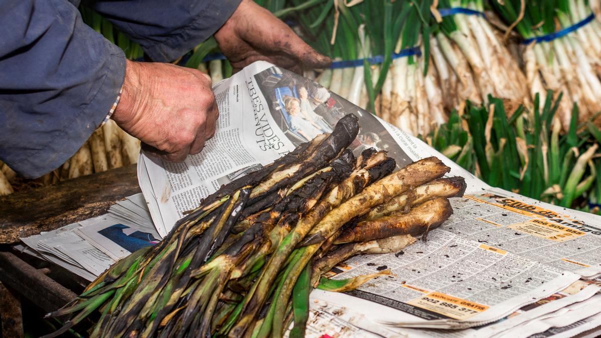 Calçots: cebollas de temporada con protocolo de consumo, babero