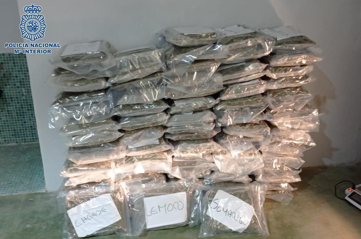 Parte de la droga intervenida.