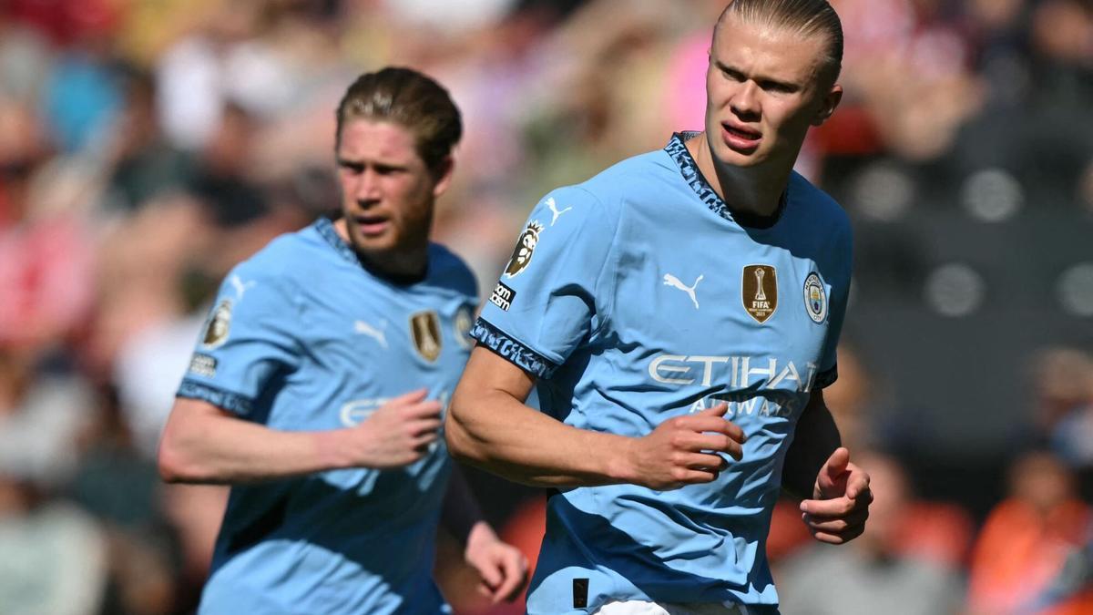 Kevin De Bruyne y Erling Haaland, en el partido ante el Southampton.
